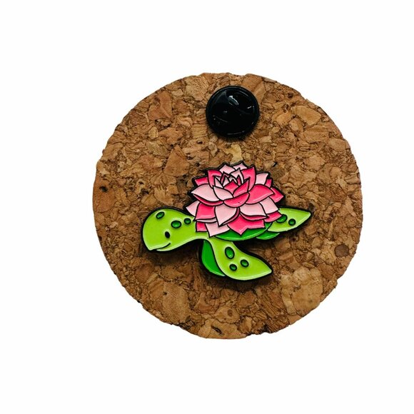 ✨Flower Animal Alloy Enamel Brooch - Serene Turtle with lotus flower Lapel Pin✨ - Picture 2 of 5